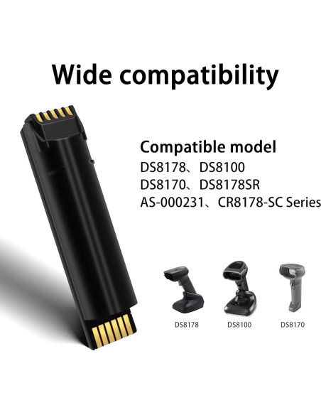 Paquete de 5 Baterías de Reemplazo 82-176890-01 para Escáner Zebra DS8100 DS8170 DS8178, 2500mAh