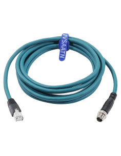 Cable Ethernet M12 8 Pin X-Code RJ45 CAT-7e 5M Azul FSJ