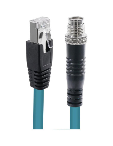 Cable Ethernet M12 8 Pin X-Code RJ45 CAT-7e 5M Azul FSJ