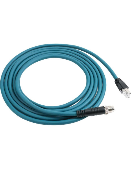 Cable Ethernet M12 8 Pin X-Code RJ45 CAT-7e 5M Azul FSJ