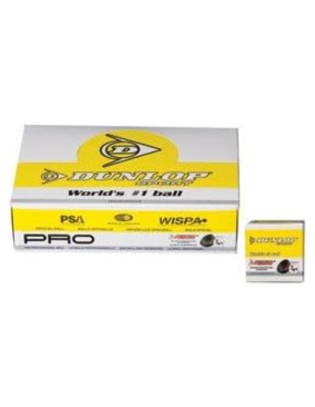 Bolas de Squash DUNLOP Pro Doble Amarillo - Caja de 12
