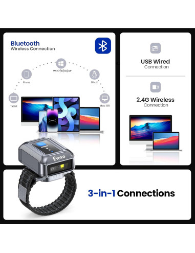 Escáner de Código de Barras Inalámbrico Eyoyo EY-043P 1D 2D