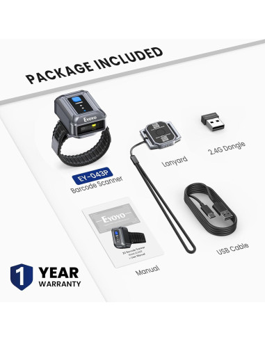 Escáner de Código de Barras Inalámbrico Eyoyo EY-043P 1D 2D