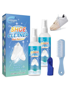 Kit de Limpieza de Zapatos Clennaner - 2 Botellas 115ml, Cepillo y Paño