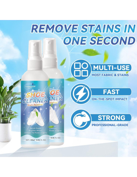 Kit de Limpieza de Zapatos Clennaner - 2 Botellas 115ml, Cepillo y Paño