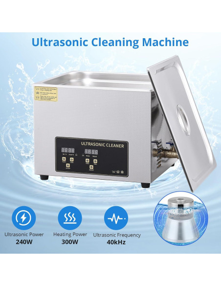 Limpiador Ultrasónico GAOMON 10L 240W Digital Acero Inoxidable