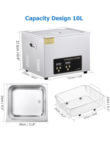 Limpiador Ultrasónico GAOMON 10L 240W Digital Acero Inoxidable