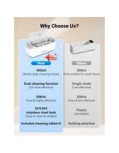 Limpiador Ultrasónico de Joyas WRKLLY 50kHz 400ml 4 Modos 2