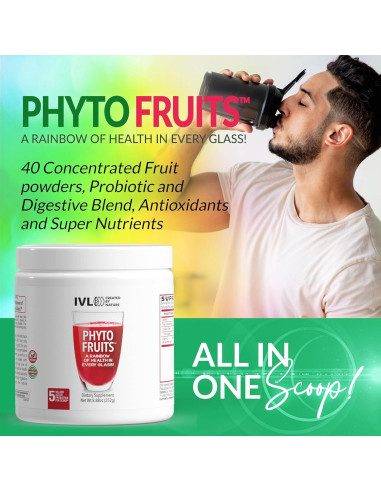 Polvo Superalimento IVL Phyto Fruits 252g - 40 Frutas + Probioticos