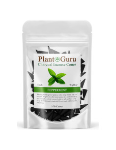 Conos de Incienso de Menta Plant Guru - 100 Unidades de Carbón