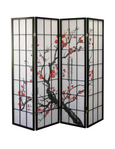 Pantalla divisoria de habitación 4 paneles Roundhill negra 2