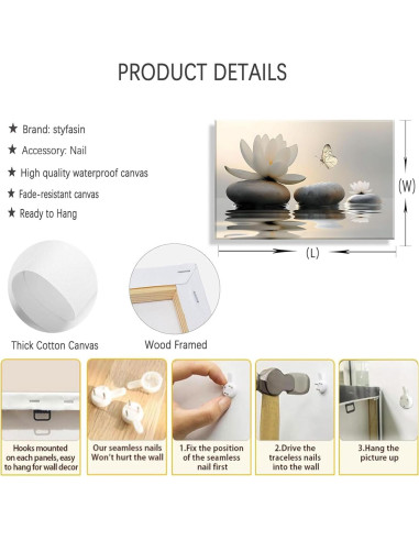 Arte de Pared Zen Lienzo Styfasin 40x30 cm Decoración Moderna