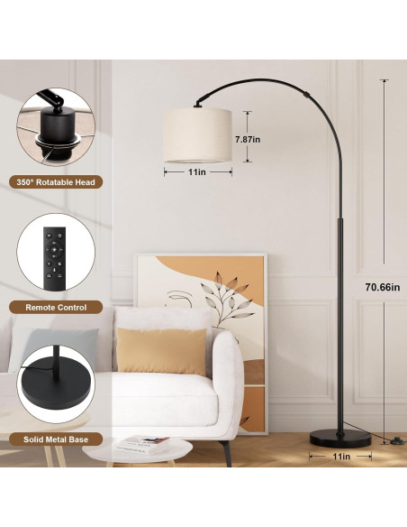Lámpara de Pie Arqueada Ambimall 70cm con Control Remoto