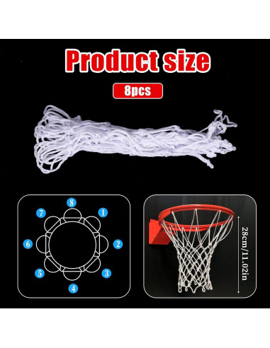 Juego de 8 Redes de Baloncesto Mini Aphumedc 28cm Nylon
