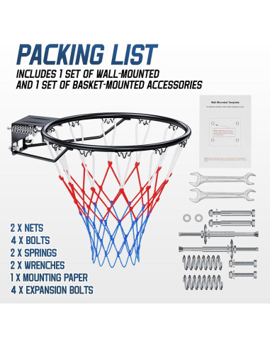 Aro de Baloncesto Airjam 18" Montaje en Pared Acero Resistente
