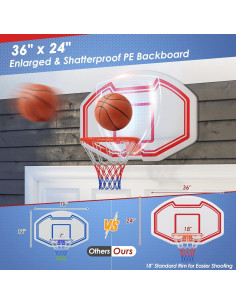 Aro de Baloncesto Montado en Pared Goplus 91x61cm con Red 2
