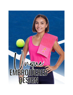 Toalla de Tenis Bordada CybGene Rosa Fucsia 33.7x18.9cm 2