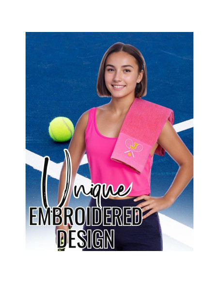 Toalla de Tenis Bordada CybGene Rosa Fucsia 33.7x18.9cm