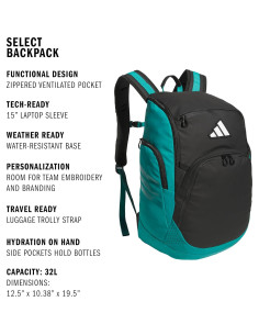 Mochila de Baloncesto Adidas Select Unisex 32L Resistente al Agua 2