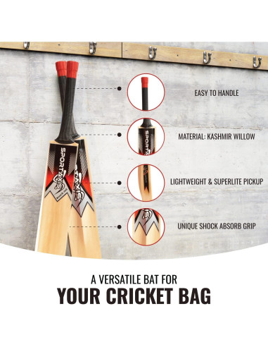 Bate de Cricket de Madera Sportaxis Kashmir Willow 95cm