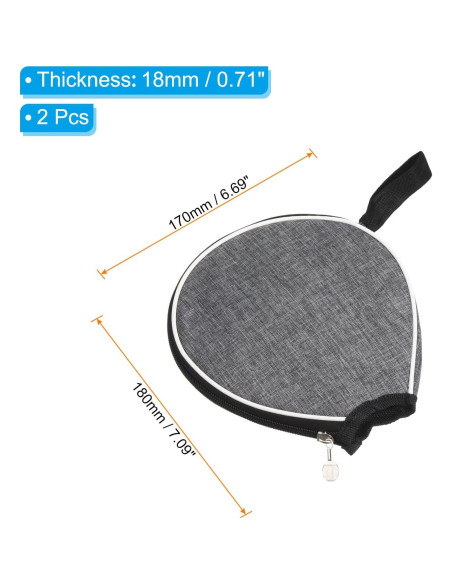 Funda para Palas de Ping Pong PATIKIL - Paquete de 2, Gris