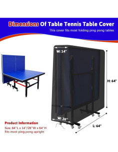 Cubierta de Mesa de Ping Pong Topcover Impermeable 165 cm 2
