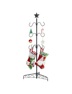 Soporte para Calcetines de Navidad ELYKEN 8 Ganchos Ajustable Negro
