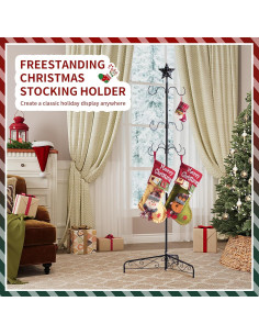 Soporte para Calcetines de Navidad ELYKEN 8 Ganchos Ajustable Negro 2