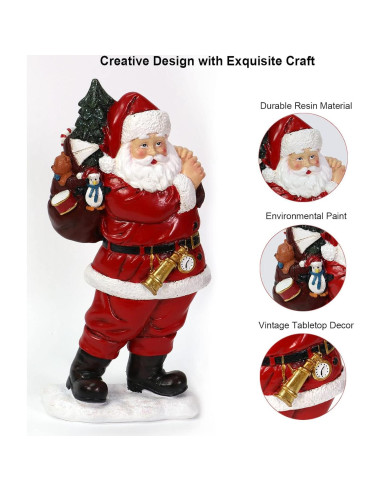 Figurita de Santa Claus de Resina 28 cm - Decoración Navideña