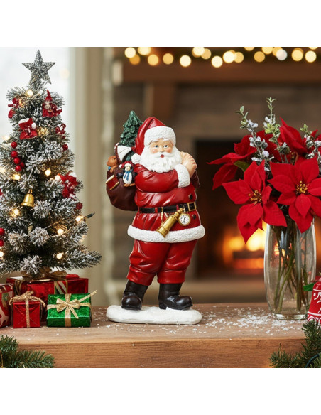 Figurita de Santa Claus de Resina 28 cm - Decoración Navideña
