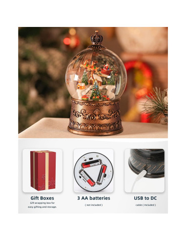 Globo de Nieve de Navidad EDDORUNNING Alce 20.83 cm Musical