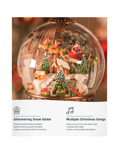 Globo de Nieve de Navidad EDDORUNNING Alce 20.83 cm Musical