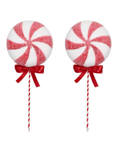 2 Piezas Decoraciones de Lollipop SPWOLFRT 43.5cm Rojo Blanco