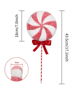 2 Piezas Decoraciones de Lollipop SPWOLFRT 43.5cm Rojo Blanco 2