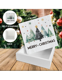 Cartel de Madera Rústico Navidad EUDOSI 12.7x12.7cm 2