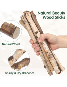 Set de 6 Palos de Madera de Abedul VILLCASE 30cm para Manualidades 2