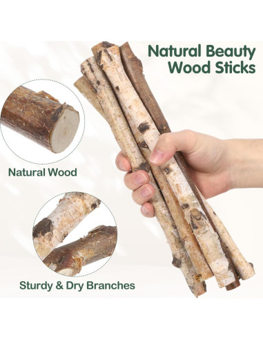 Set de 6 Palos de Madera de Abedul VILLCASE 30cm para Manualidades