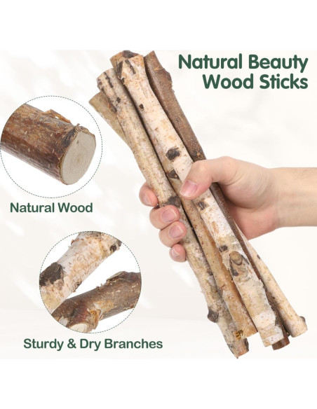 Set de 6 Palos de Madera de Abedul VILLCASE 30cm para Manualidades