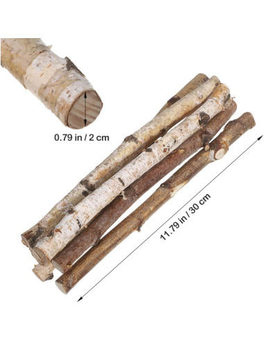 Set de 6 Palos de Madera de Abedul VILLCASE 30cm para Manualidades