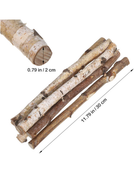 Set de 6 Palos de Madera de Abedul VILLCASE 30cm para Manualidades