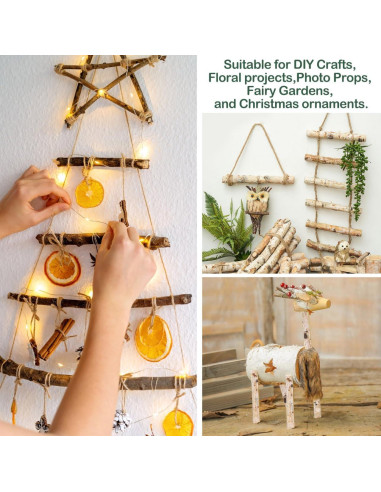 Set de 6 Palos de Madera de Abedul VILLCASE 30cm para Manualidades