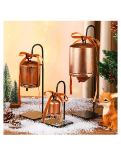 Campanas Decorativas de Navidad Vintage 3 Pcs con Soporte Metal