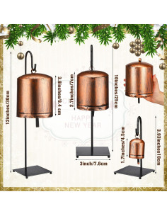 Campanas Decorativas de Navidad Vintage 3 Pcs con Soporte Metal 2