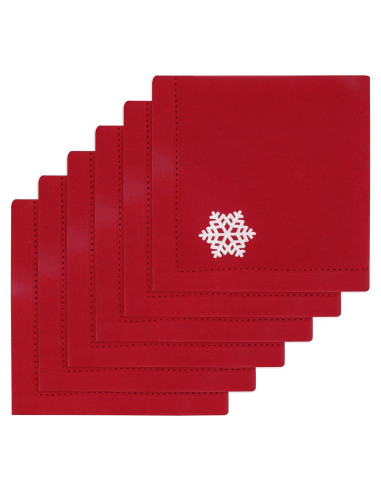 Set de 6 Servilletas Bordadas 100% Algodón PurpleEssences 45x45 cm Rojo