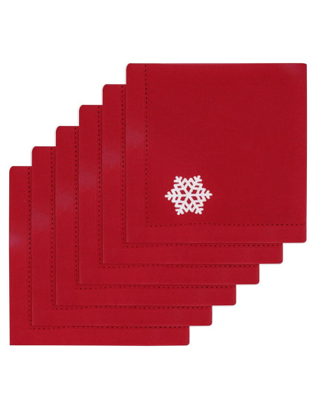 Set de 6 Servilletas Bordadas 100% Algodón PurpleEssences 45x45 cm Rojo