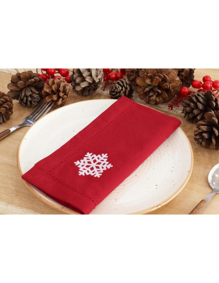 Set de 6 Servilletas Bordadas 100% Algodón PurpleEssences 45x45 cm Rojo