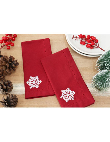 Set de 6 Servilletas Bordadas 100% Algodón PurpleEssences 45x45 cm Rojo