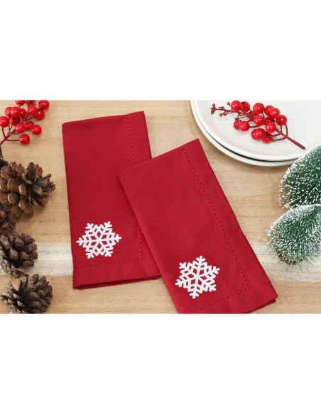 Set de 6 Servilletas Bordadas 100% Algodón PurpleEssences 45x45 cm Rojo