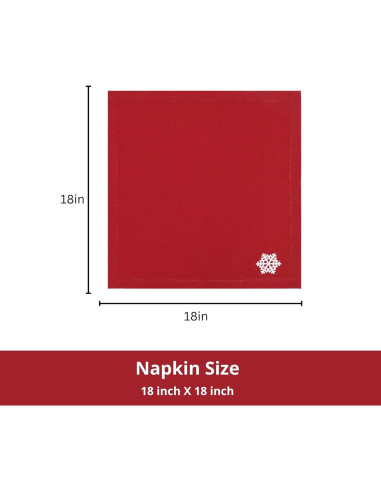 Set de 6 Servilletas Bordadas 100% Algodón PurpleEssences 45x45 cm Rojo