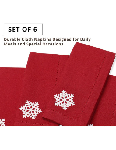Set de 6 Servilletas Bordadas 100% Algodón PurpleEssences 45x45 cm Rojo